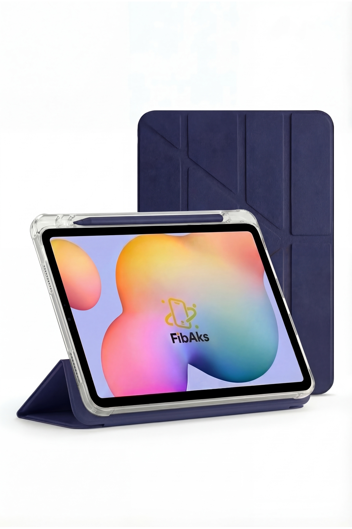 Fibaks iPad 11 A16 2025 10. Nesil 10.9 Kılıf Katlanır Kalem Bölmeli Yatay ve Dikey Standlı Uyku Modu Mavi L - Görsel 3