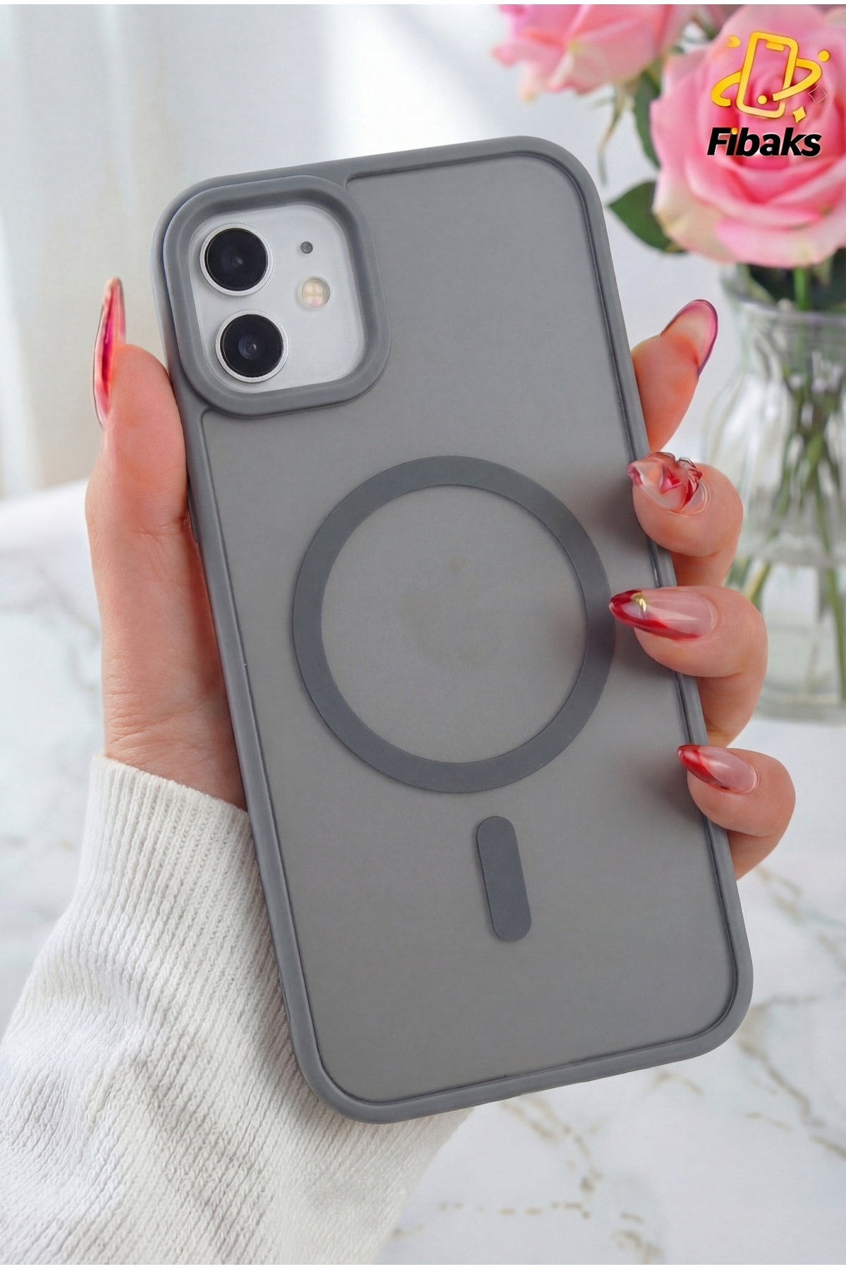Fibaks iPhone 11 Kılıf Kamera Çıkıntılı Magsafe Şarj Destekli Hassas Tuşlu Yumuşak Mat Kapak