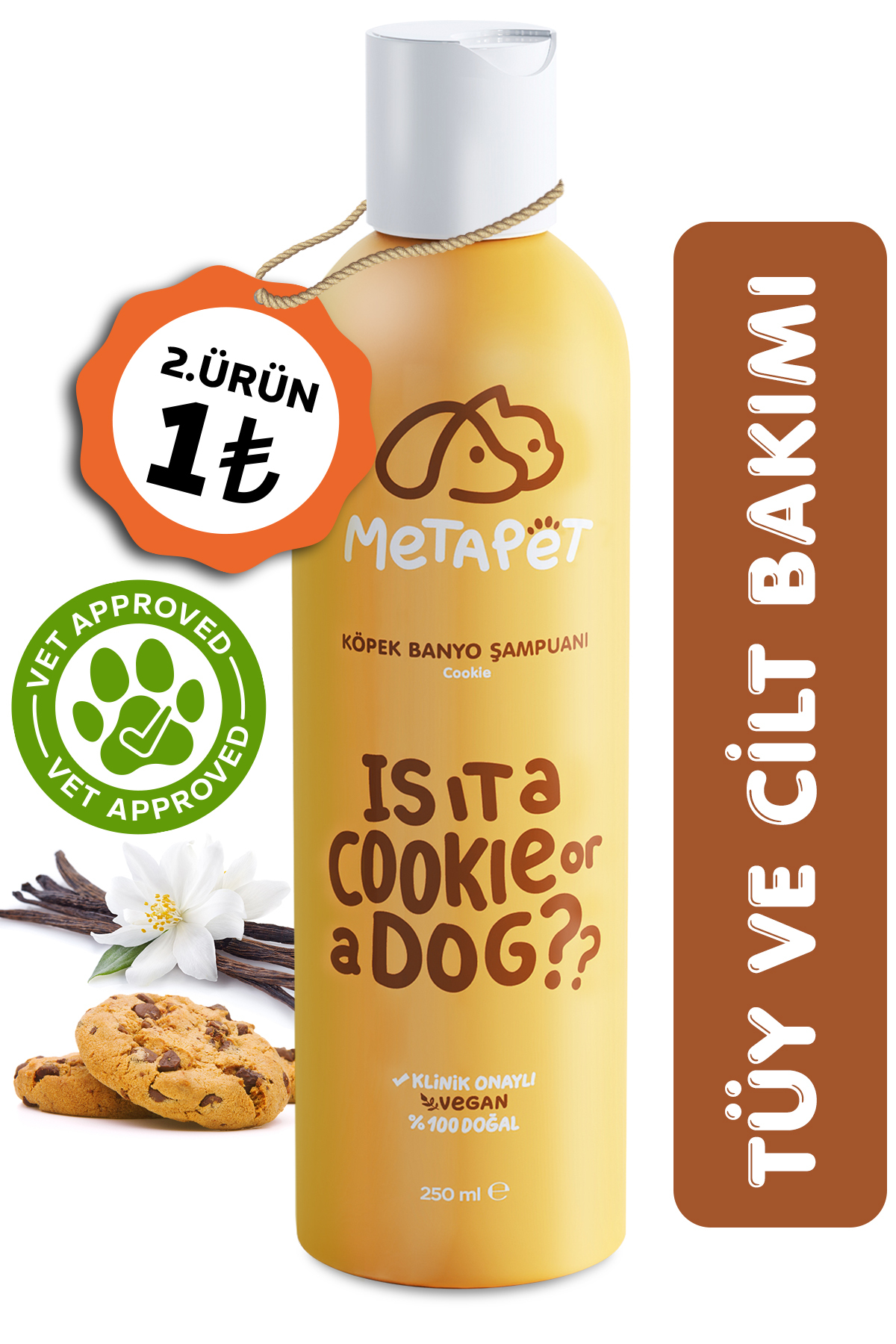 Metapet Organik Köpek Banyo Şampuanı Cookie - Yavru Ve Hassas Ciltli Köpeklere Uygun - Tüy Bakımı Ürünleri