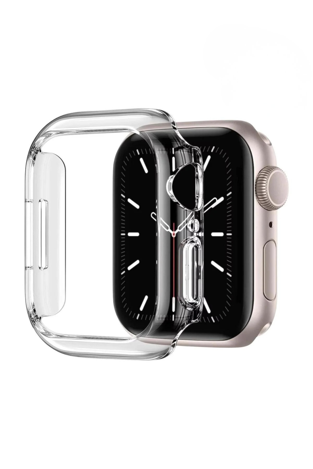 PSGT Apple Watch Uyumlu 40 Mm Seffaf Silikon 360 Tam Koruma Yumuşak Ekran Kılıf