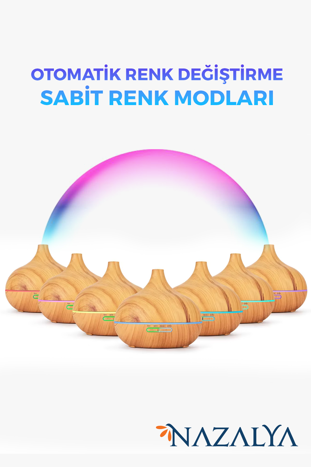 Nazalya Büyük 550 Ml Hava Nemlendirici Ultrasonik Ortam Nemlendirici Oda Nemlendirici Işıklı Zamanlayıcılı - Görsel 3