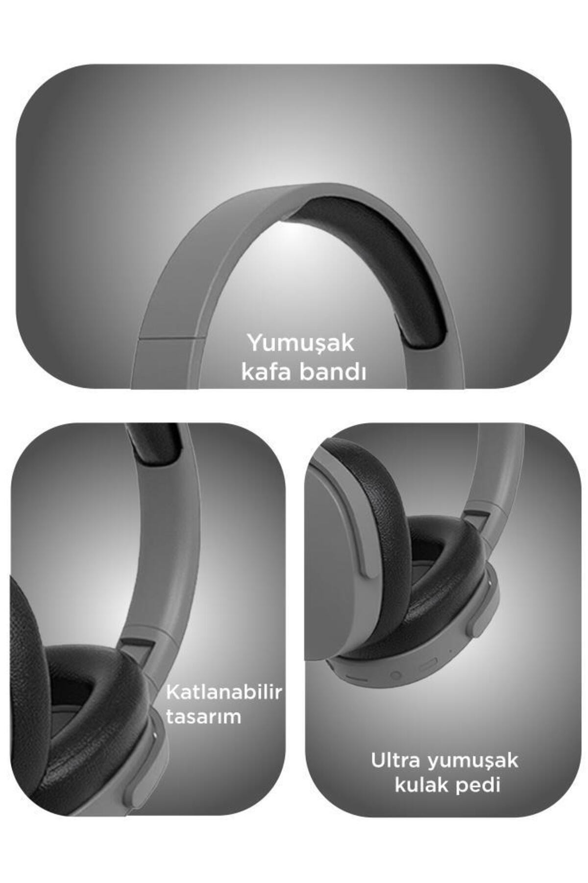 Torima Bluetooth Kulaklık Kulak Üstü Kablosuz Kulaklık P2961 Koyu Gri - Görsel 3