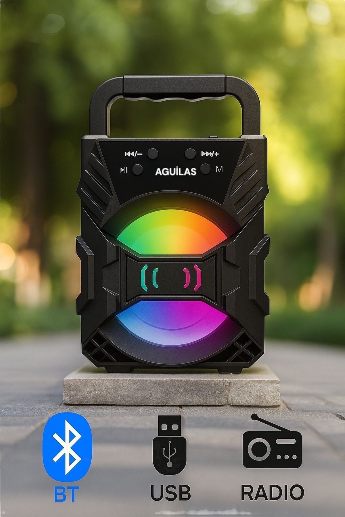 AGUILAS Ags 1903 Fm Radyolu Mini Taşınabilir Müzik Çalar Kutusu Bluetooth'lu Ses Bombası