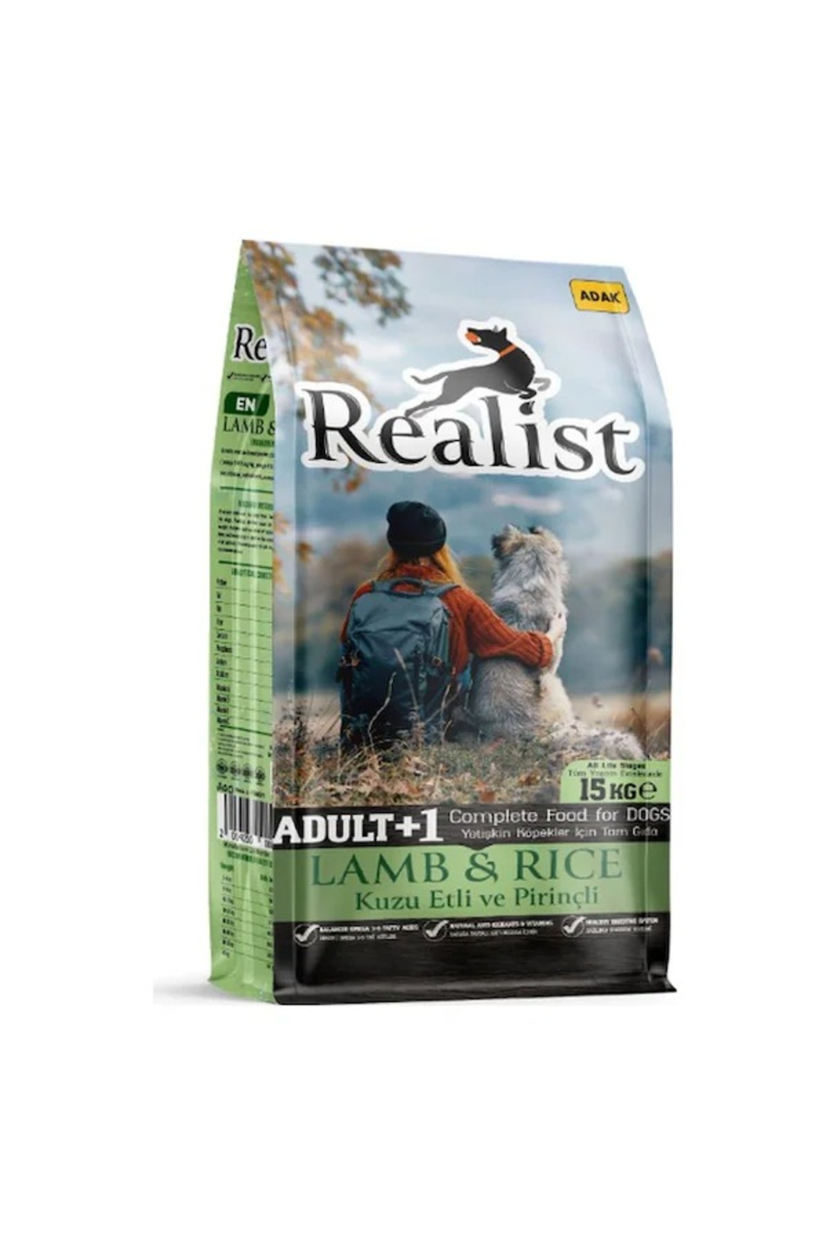 REALİSTDOG Kuzu Etli Pirinçli 15 Kg Yetişkin