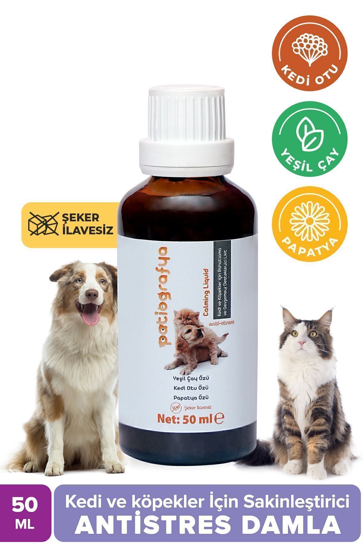patiografya Kedi Ve Köpek Için 0 Doğal Sakinleştirici,relax, Rahatlatıcı, Antistres Şurup 50 ml