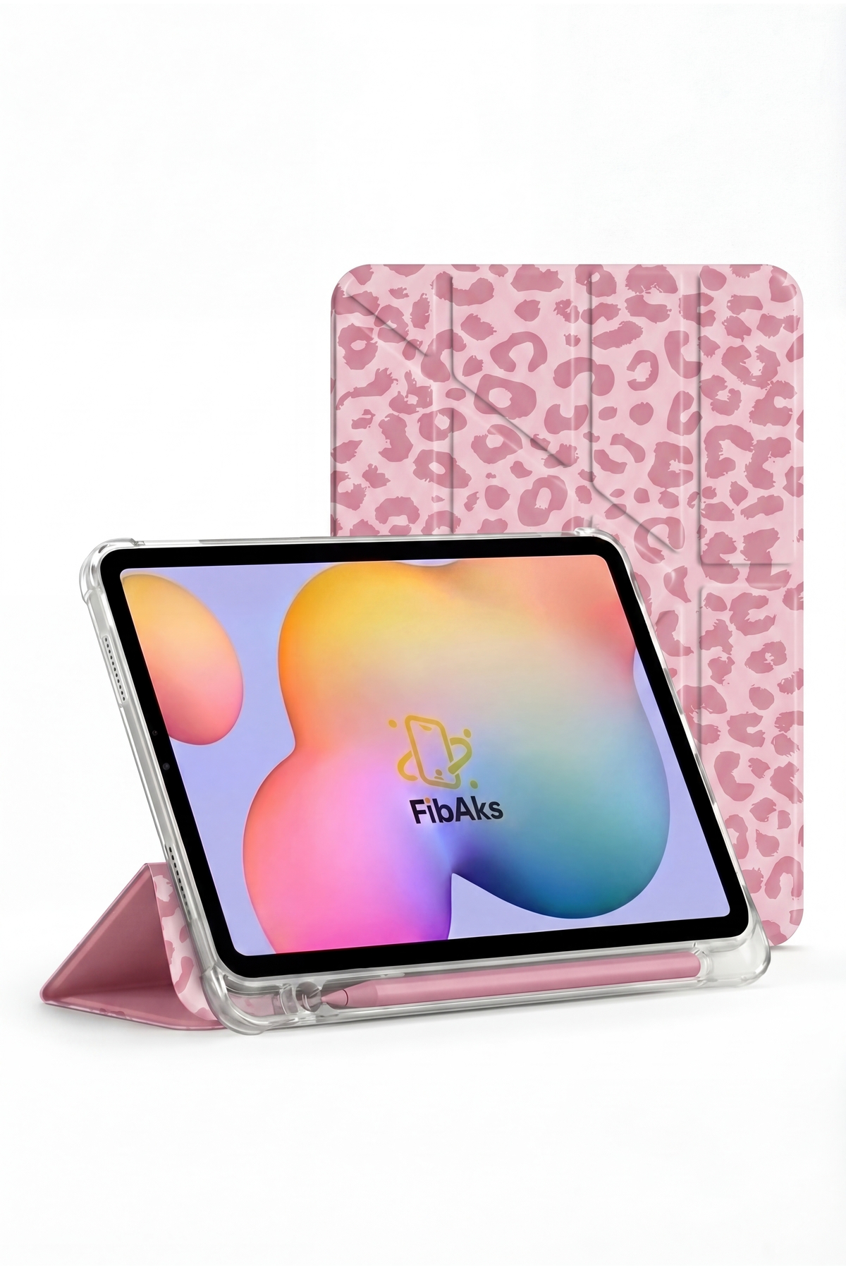 Fibaks Galaxy Tab S9 FE/S10 FE/S10 Lite Kılıf Kalem Bölmeli Yatay ve Dikey Standlı Smart Uyku Modlu Leopar