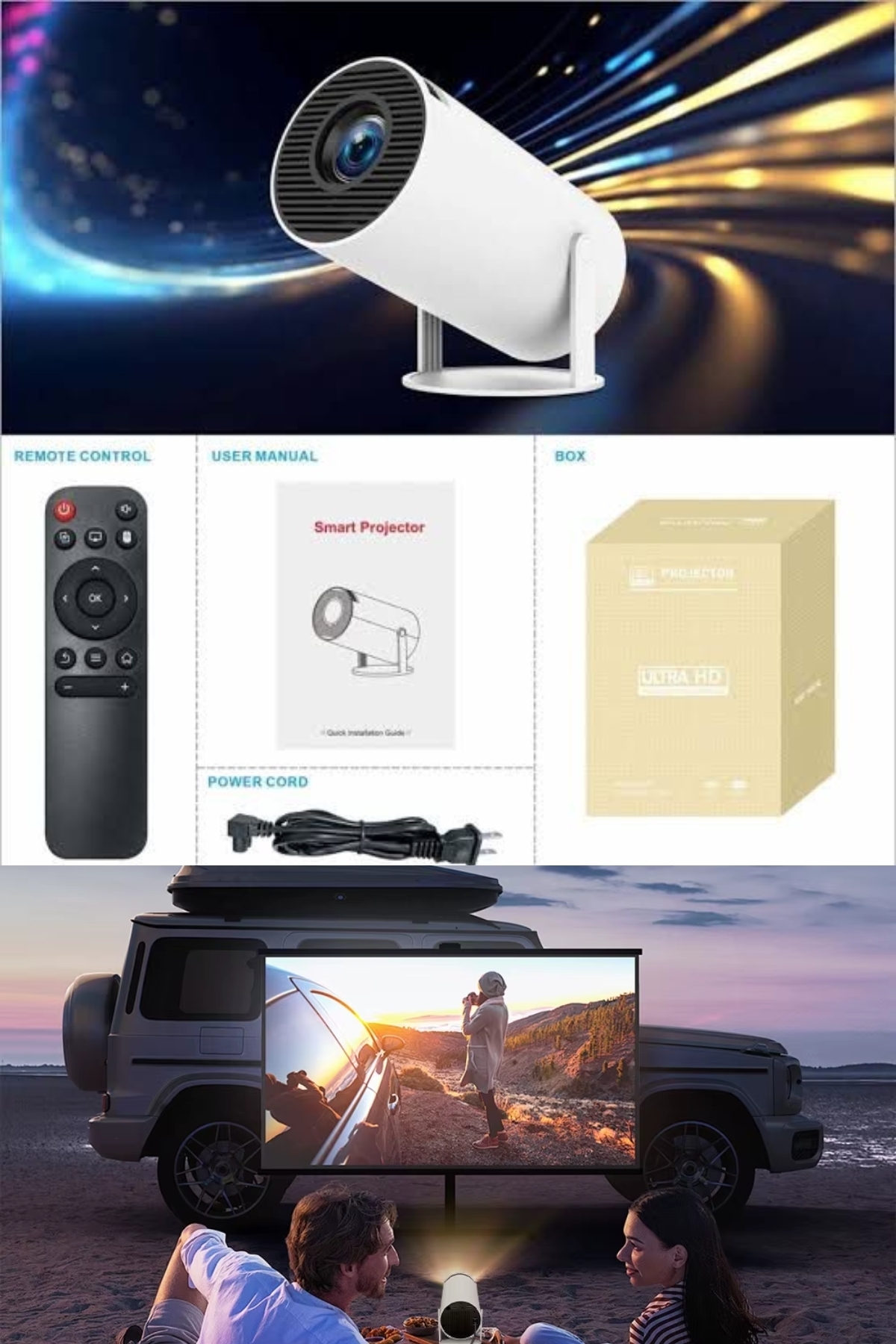 ELECTROZEN HY300-1 Taşınabilir Projektör 1080P Android Son Sürüm Kablosuz Bağlantı Mini Ev Sineması 4K yansıtma - Görsel 3