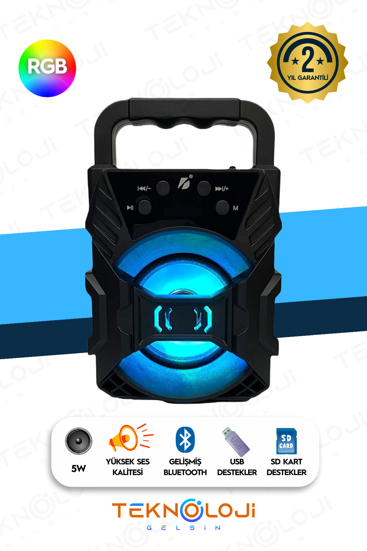 Teknoloji Gelsin Bluetooth Hoparlör Led Taşınabilir Bass Speaker