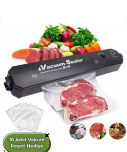 Vacuum Sealer Gıda Mühürleme Vakum Makinesi- Yiyecek Tazeliği Koruma Ev Ve Restoran- 10 Adet Poşet Hediyeli