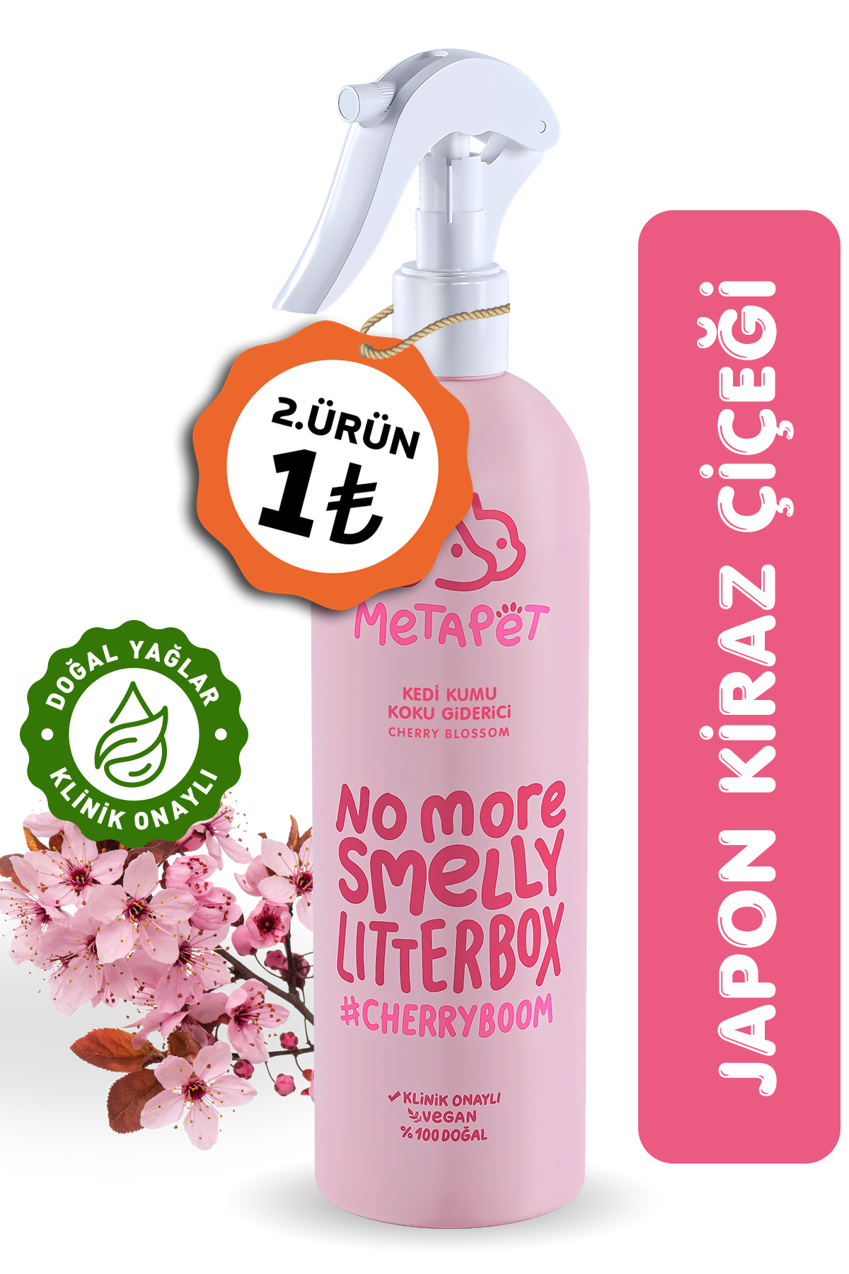Metapet Doğal Japon Kiraz Çiçeği Kedi Kumu Ve Tuvaleti, Idrar Ve Çişi Koku Giderici Sprey 400ml