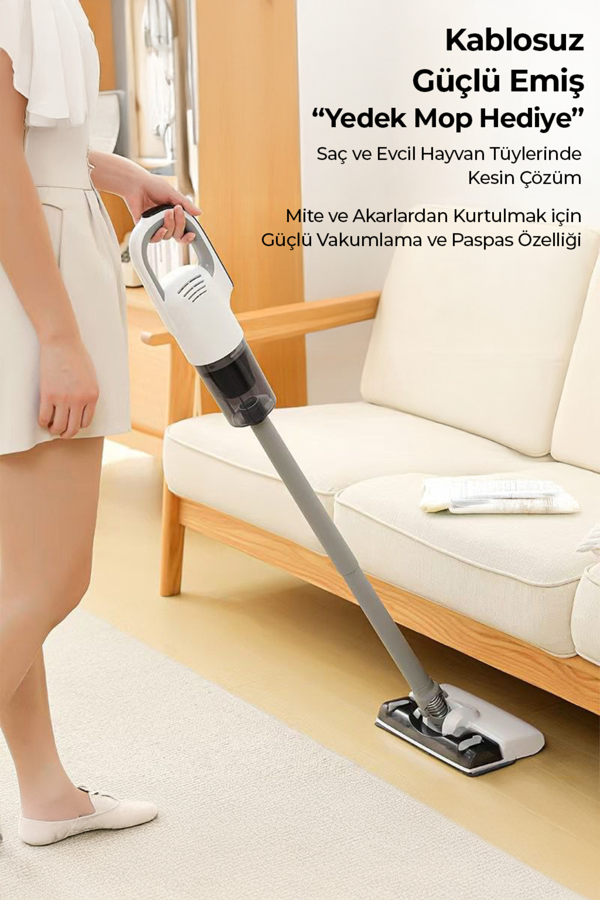 ROBO Islak Kuru Şarjlı Dikey Süpürge Yedek Mop - Görsel 3
