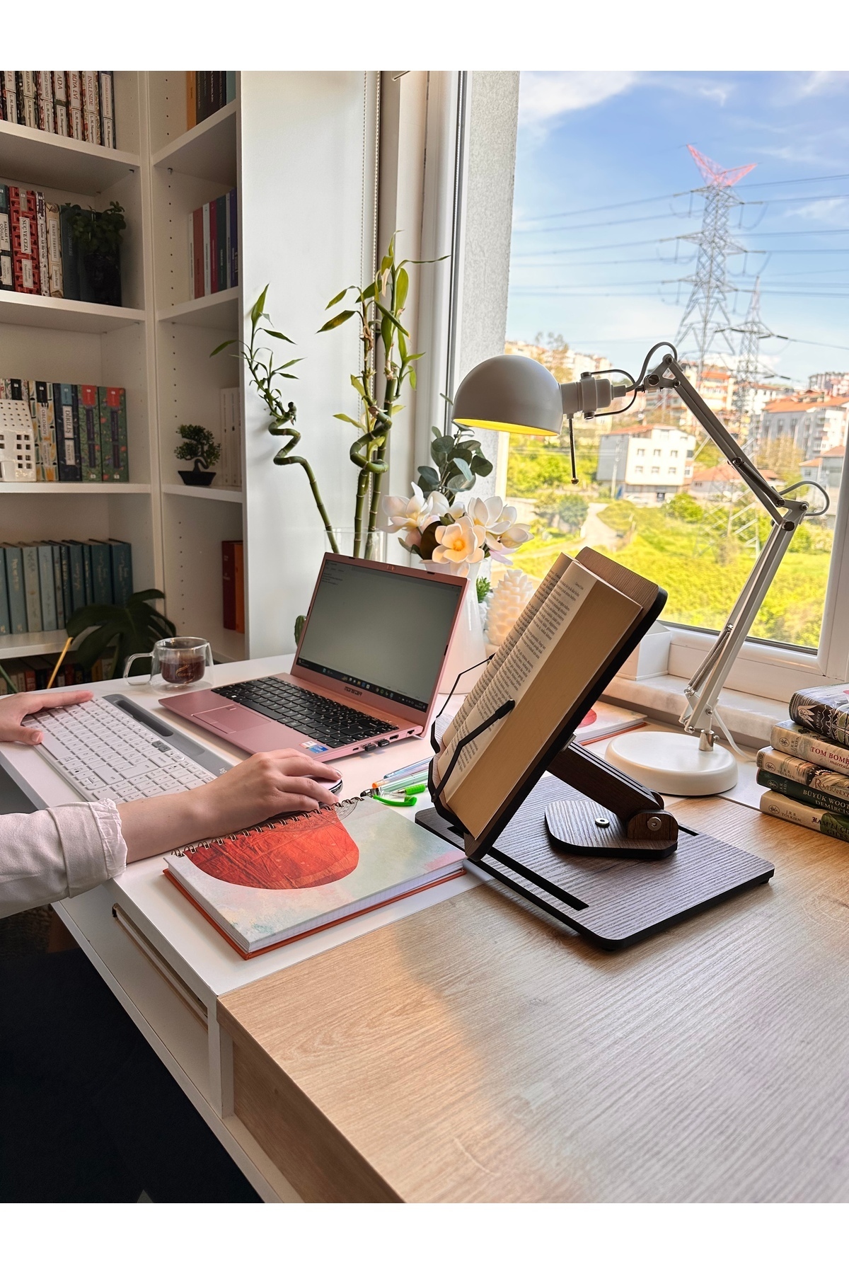 Vigo Wood Kitap Okuma Standı Yükseklik Ayarlanabilir Katlanabilir 360º Dönebilen Laptop Standı - Görsel 3