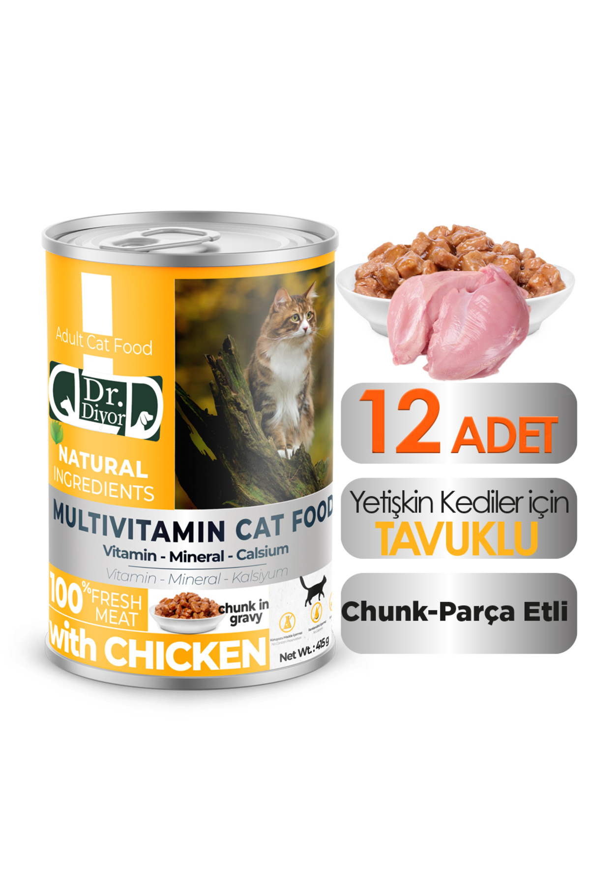 DR.DİYOR Dr. Diyor tavuk etli yetişkin kedi maması 12 adet