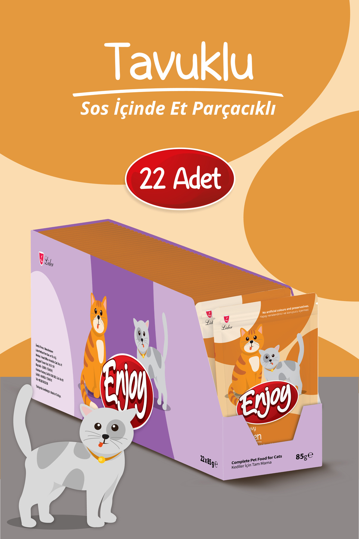 Enjoy Tavuk Etli Kedi Pouch Yaş Mama 85Gr x 22 Adet