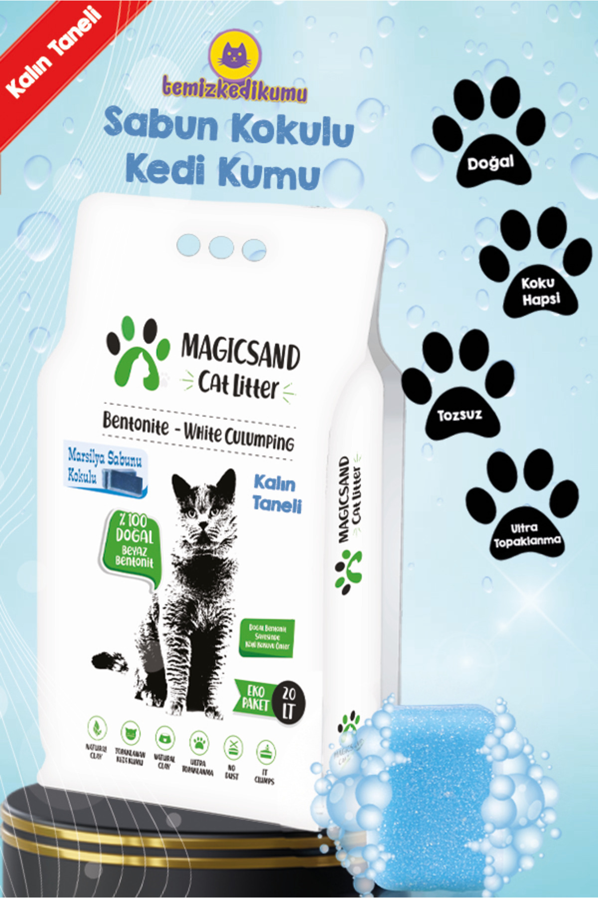 Magic Sand Marsilya Sabun Kokulu Kedi Kumu 20 Lt Kalın Taneli