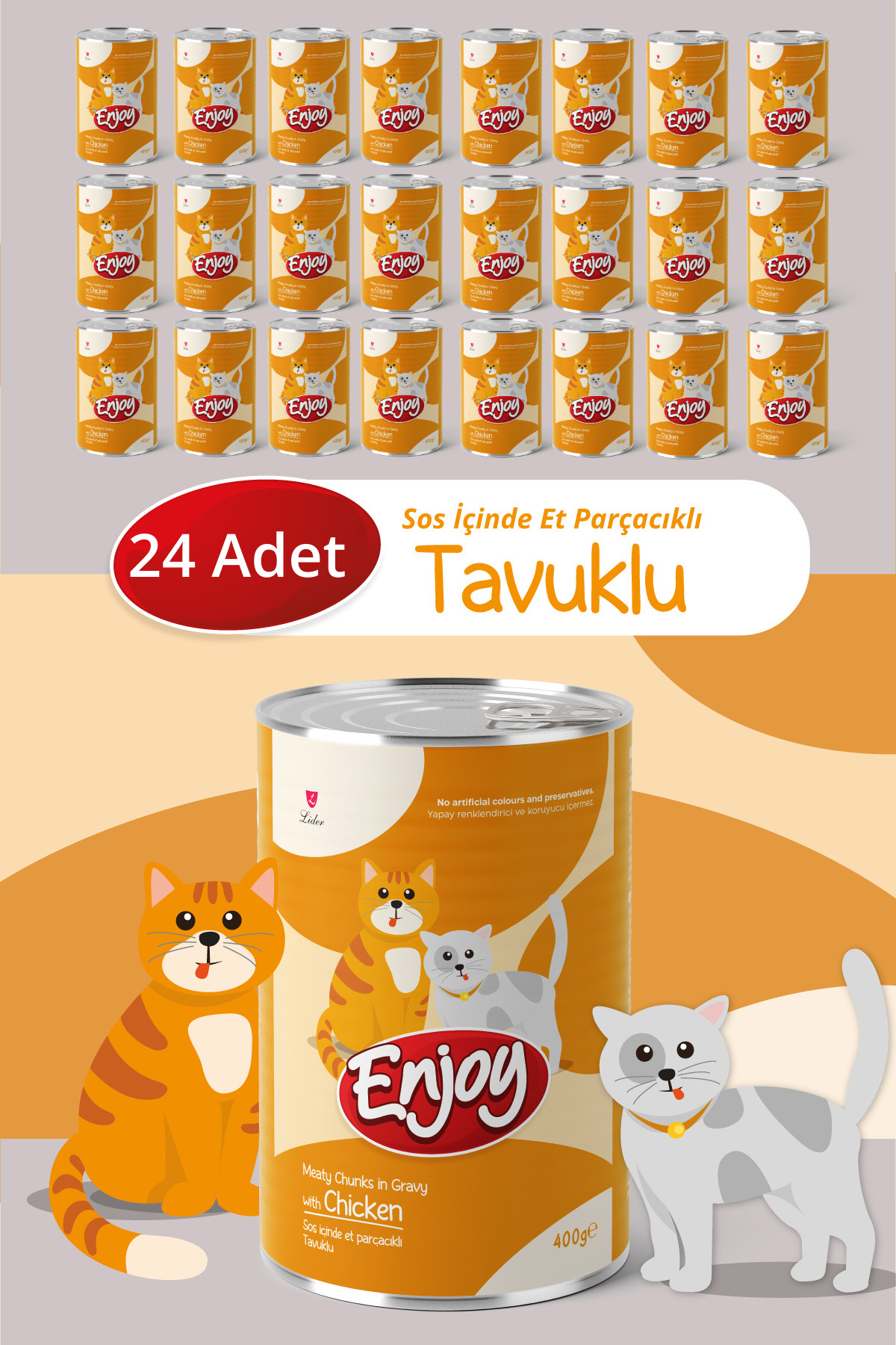 Enjoy Tavuklu Kedi Konservesi Sos İçinde Et Parçacıklı 400 Gr x24