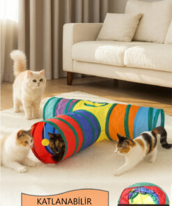 Duffa T Şeklinde Kedi Tüneli Katlanır Gökkuşağı T Şeklinde Kedi Köpek Oyun Tüneli Evcil Hayvan Oyun Tüneli
