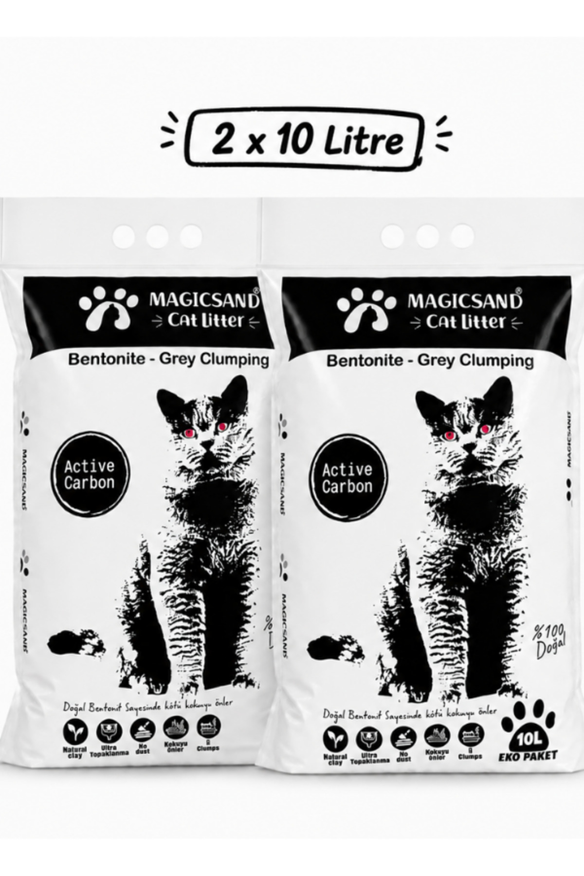 Magic Sand Aktif Karbon Kedi Kumu 10lt X 2 Adet- Cat Litter