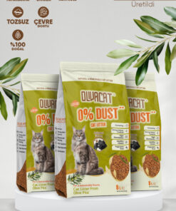Olivacat Zeytin Çekirdeğinden Üretilen Aktif Karbonlu Tozsuz Doğal Kedi Kumu 8 L x 3 Adet