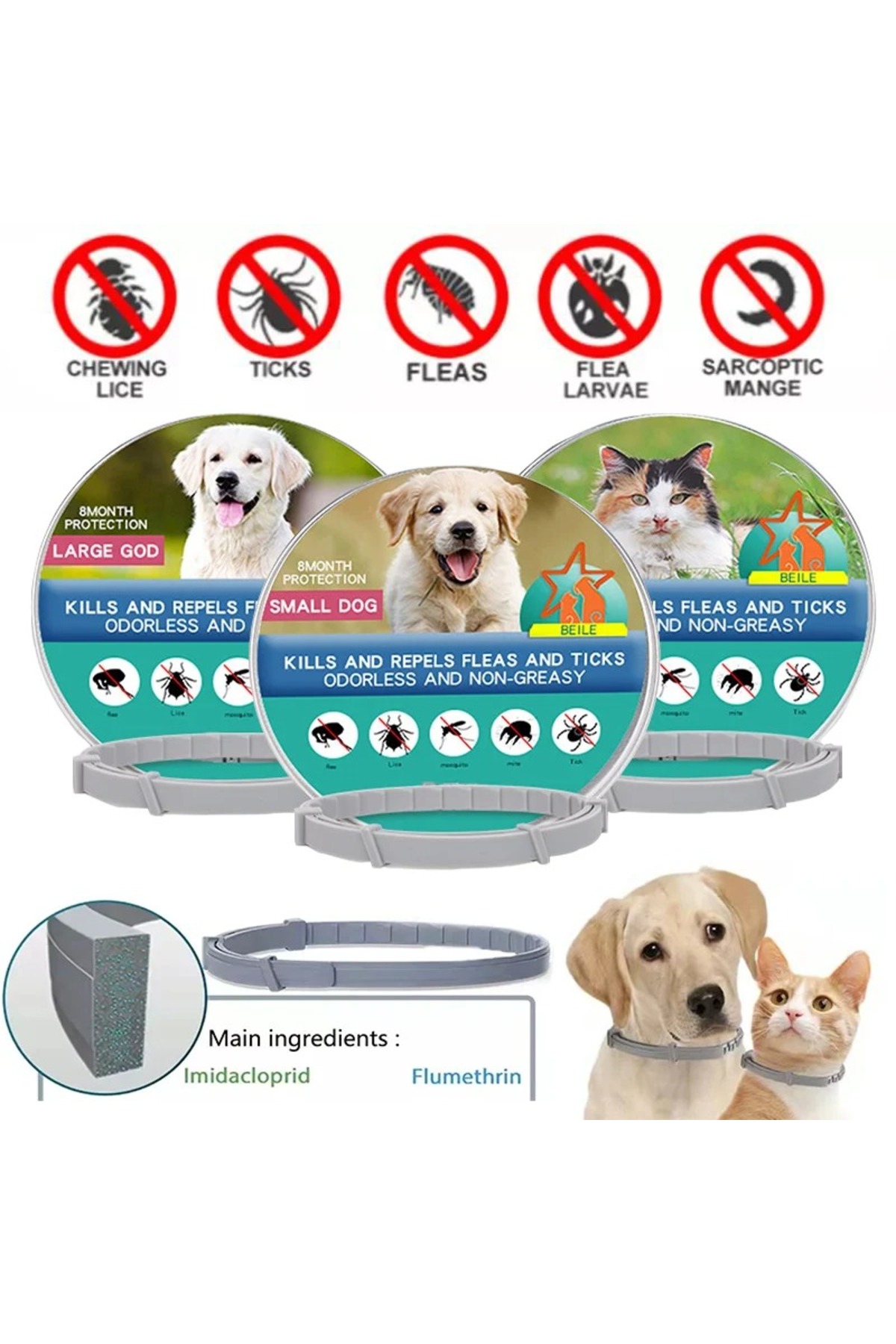 ebulduk Köpek Anti Pire Kene Önleyici Tasma- Pire Önleyici Tasma-Kene Önleyici Tasma 63 cm