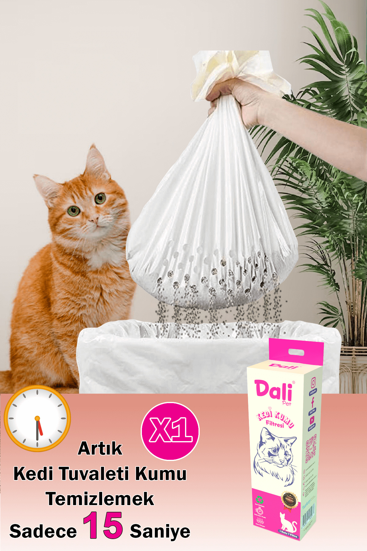 Dalipet Kedi Kumu Temizleme Elekli Filtre 1 Kutu 78x69 Cm
