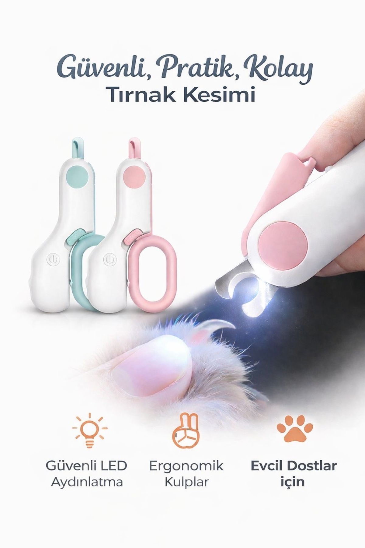 HAYHAYPETSHOP LED Işıklı Kedi Köpek Tırnak Makası Güvenli Pratik Kesim Evcil Hayvan Tırnak makası