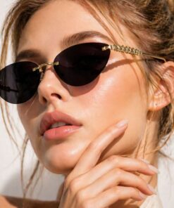 Nilu Moda LÜX KRİSTAL GOLD ÖRME DETAYLI SİYAH KADIN GÜNEŞ GÖZLÜĞÜ - Görsel 3