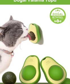 Vitexpert Doğal & Yenilebilir Kedi Nanesi Otu Avokado Kedi Çimi Özel Yapışkanlı 360° Dönen Catnip Yalama Topu