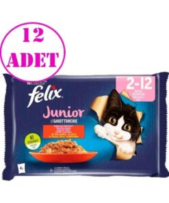 FELIX Junior Tavuklu Ve Sığır Etli Yaş Kedi Maması 12 Adet