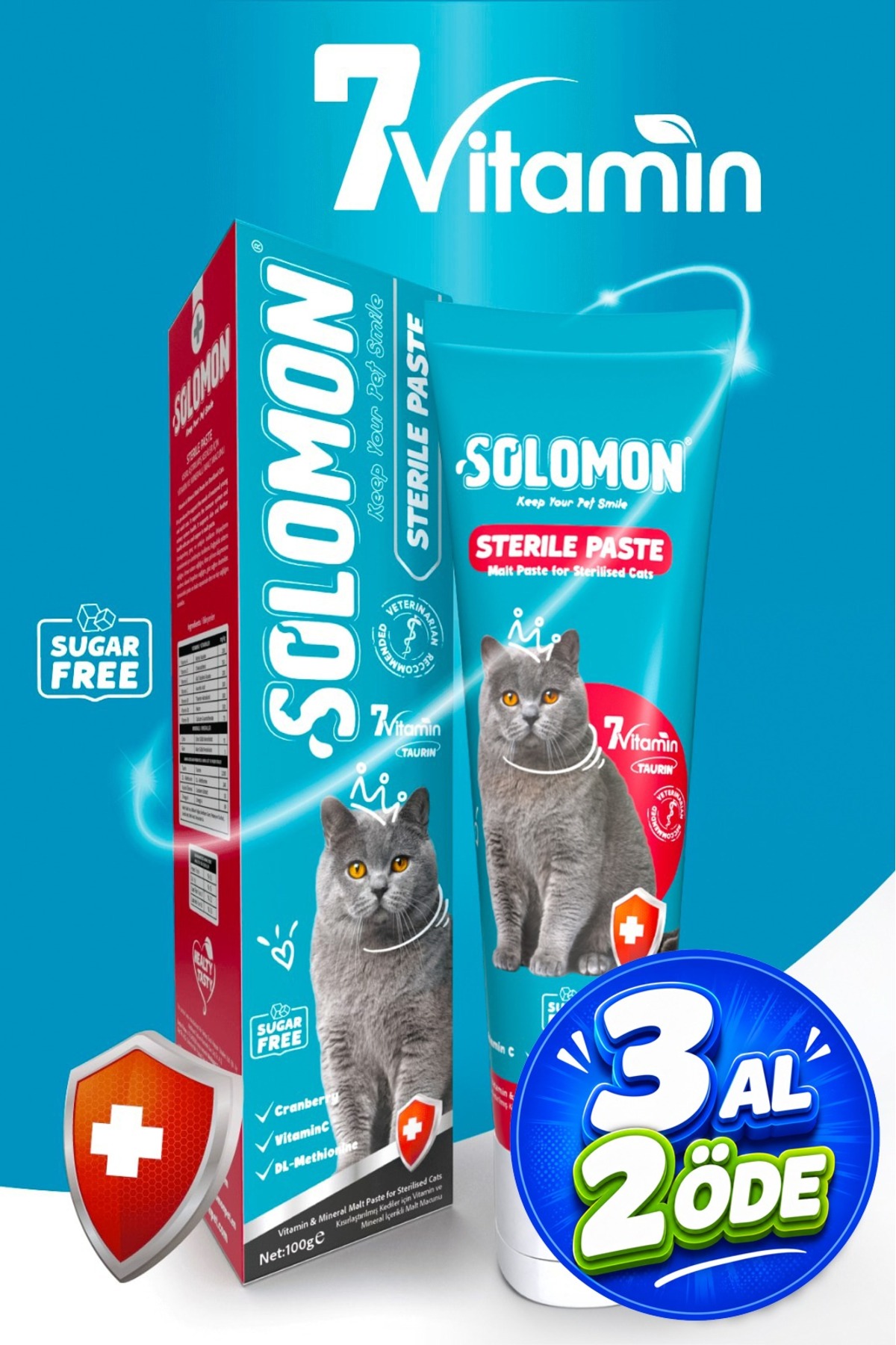 Solomon Sterile Paste 100 gr Kısırlaştırılmış Kediler Için Vitamin Ve Mineralli Malt Macunu