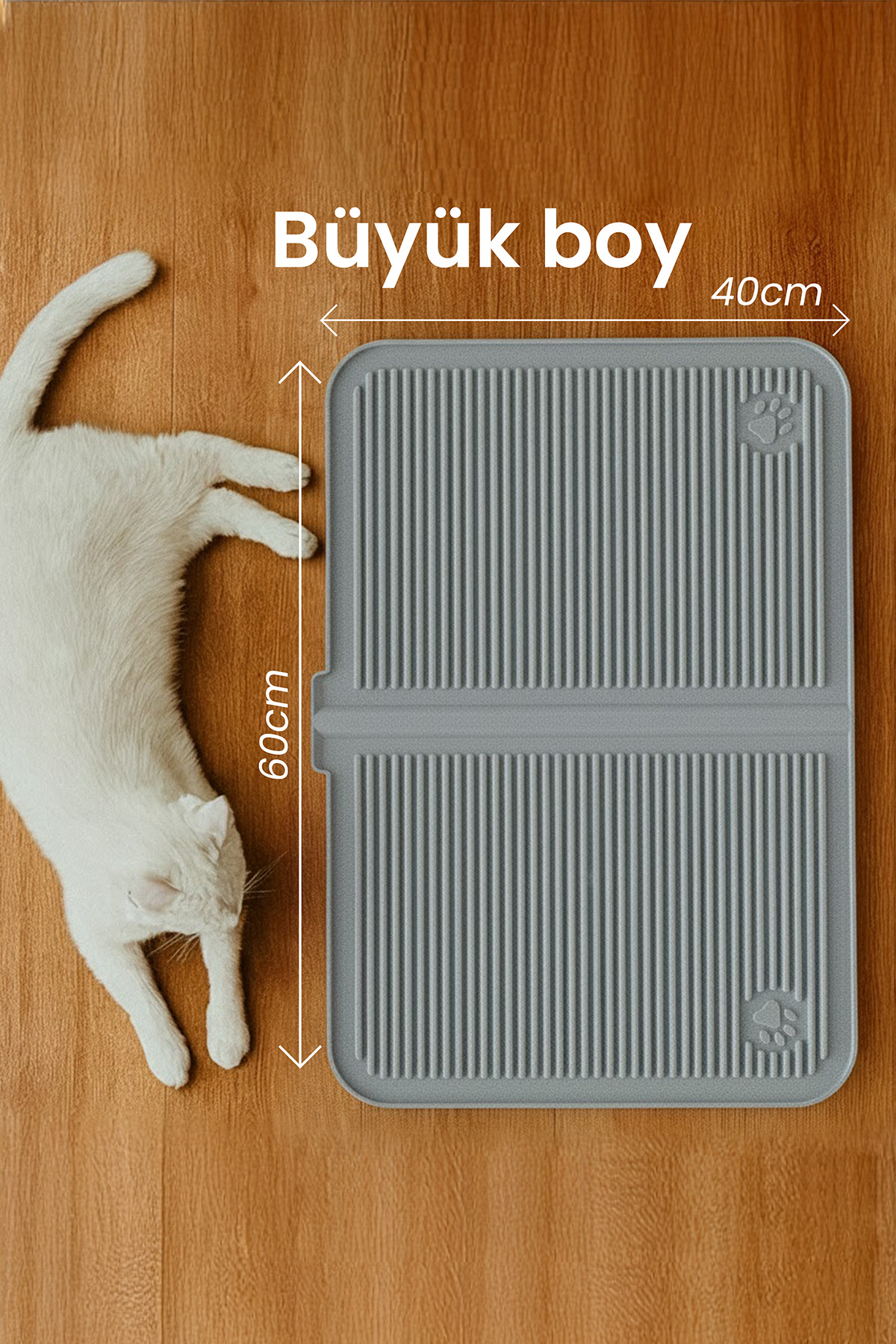 ATA HOME Silikon Mama ve Kum Matı Havuzlu Yıkanabilir Kedi Tuvaleti Önü Kedi Kumu Paspası Büyük Boy 40x60 - Görsel 3