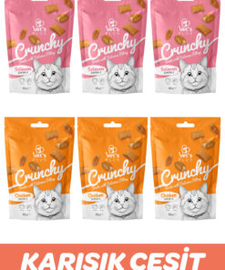 Vet's Plus Crunchy Karışık Kedi Ödülü 60gr (6 Adet) - Somonlu ve Tavuklu İçi Dolgulu Dışı Çıtır Kedi Ödül