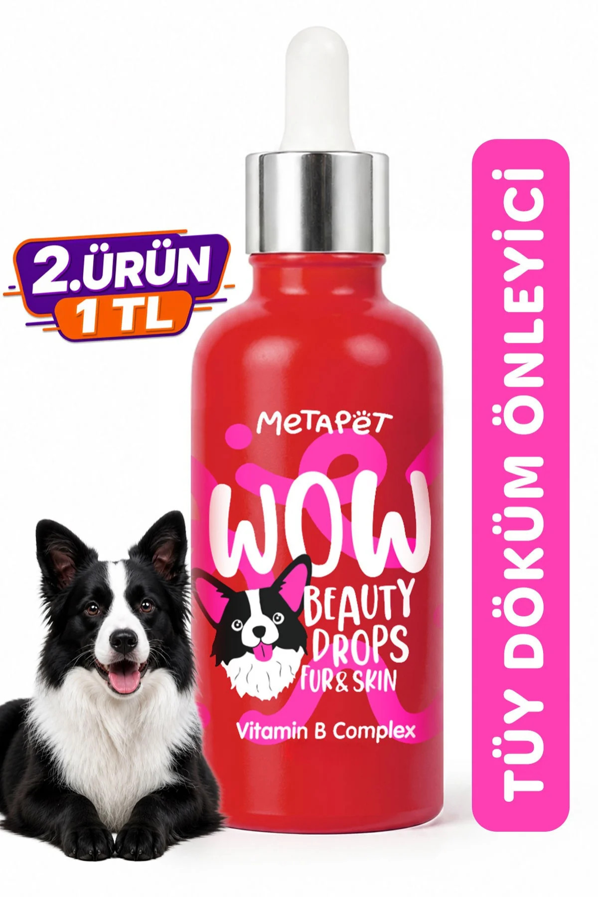 Metapet Tüy Döken Köpeklere - Biotin Sağlığı Damlası, Dökülmesi Engelleyici Önleyici, Dökmeme Için Vitamini