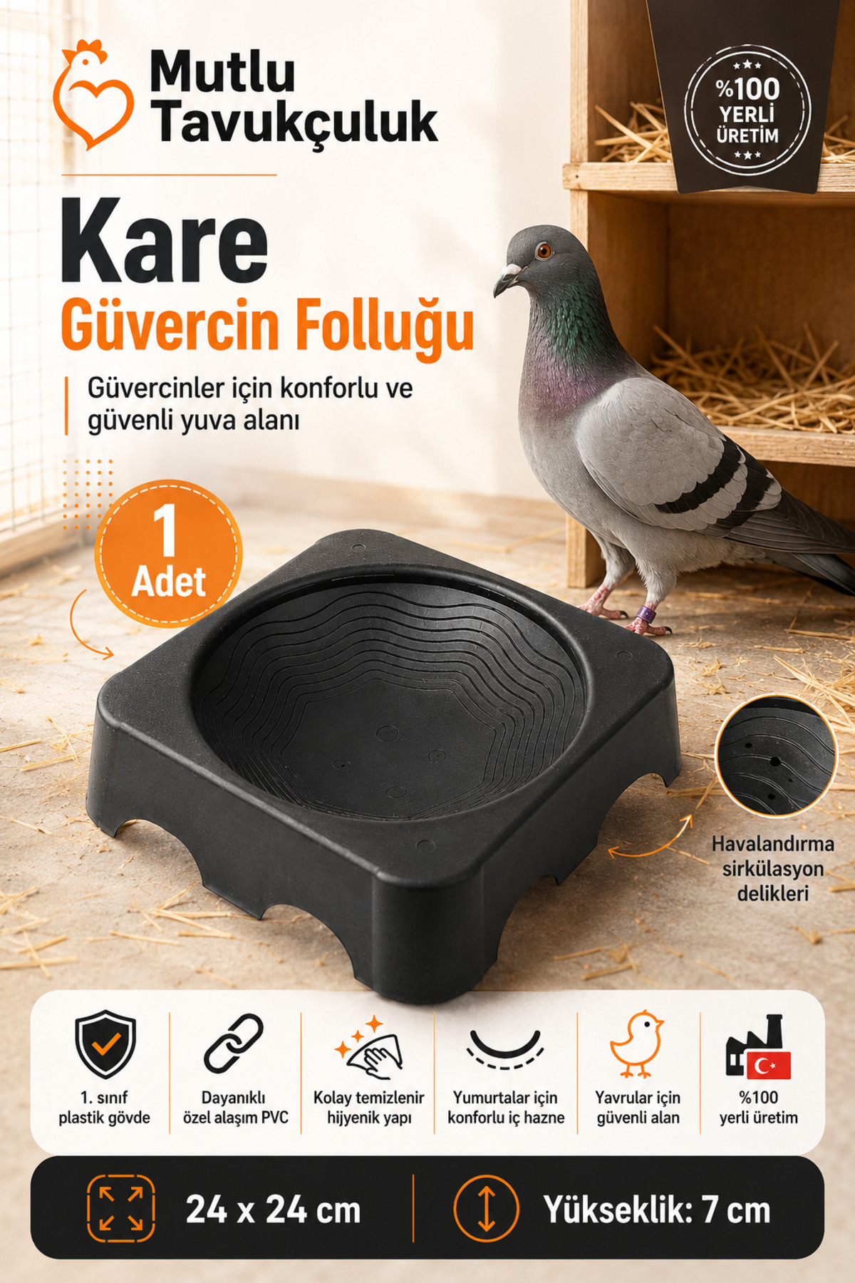 mutlu tavukçuluk Foluk Güvercin Folluğu Kare 1 Adet Yumurtalık Plastik Pigeon Yuva Yuvalık Kümes Ekipman Malzemleri