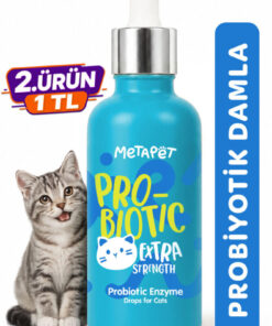 Metapet Kediler için Probiyotik Damla, Güçlü Sıvı Enzim Form, Suyuna veya Mamasına