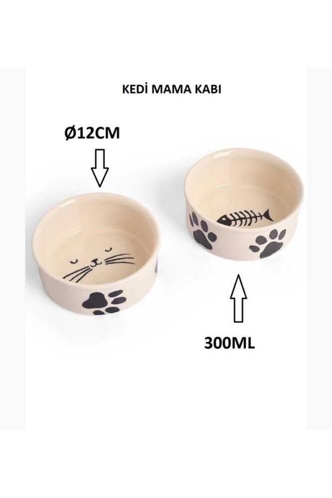ŞURAMUTFAK 2 Li Seramik Kedi Mama ve Su Kabı 300ml - Görsel 2