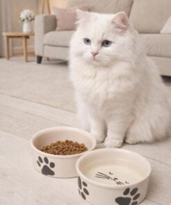 ŞURAMUTFAK 2 Li Seramik Kedi Mama ve Su Kabı 300ml