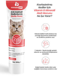 Mimosa Pet Tüy Dökülme Engelleyici, Tüy Yumağı Ve Kusma Önleyici Multivitamin Kedi Malt Macun 100 gr - Görsel 3