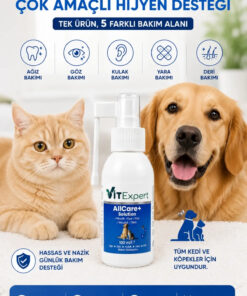 Alternative view of Vitexpert AllCare+ Hijyen Kedi & Köpek Kulak Ağız Göz Yüz Deri Yara Bakım Spreyi Temizleme Solüsyonu 100 ML