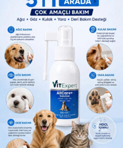 Vitexpert AllCare+ Hijyen Kedi & Köpek Kulak Ağız Göz Yüz Deri Yara Bakım Spreyi Temizleme Solüsyonu 100 ML