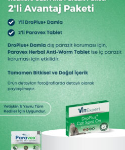 Alternative view of Vitexpert Fırsat Ürünü - 2'li Set Kedi Anti Parazit Tüm Kediler İçin Bitkisel 1 Damla Ve 1 Tablet Paketi