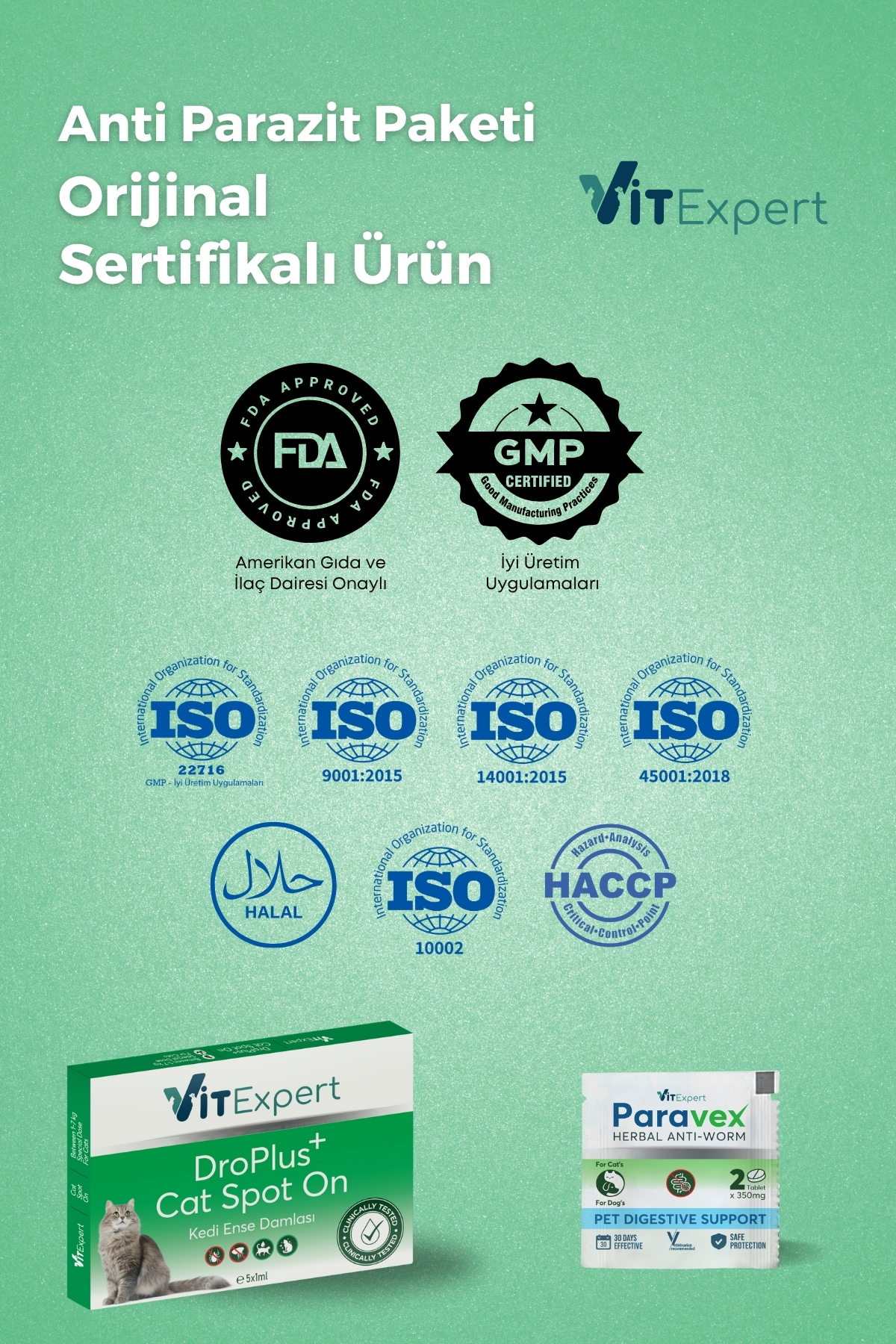 Vitexpert Fırsat Ürünü - 2'li Set Kedi Anti Parazit Tüm Kediler İçin Bitkisel 1 Damla Ve 1 Tablet Paketi - Görsel 3
