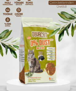 Olivacat Zeytin Çekirdeğinden Üretilen Aktif Karbonlu Tozsuz Doğal Kedi Kumu 8 L