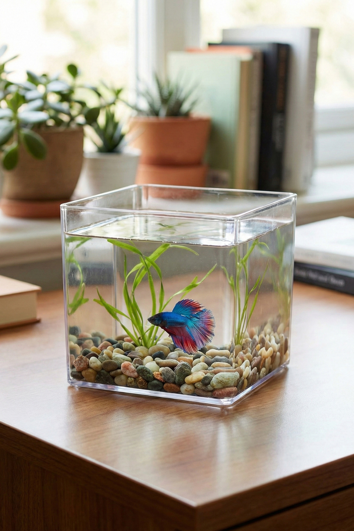 Melkan Home Premium Kristal Küp Nano Akvaryum & Beta Fanusu 20x20x20 cm 7 Litre - Karides ve Balık Akvaryumu - Görsel 3