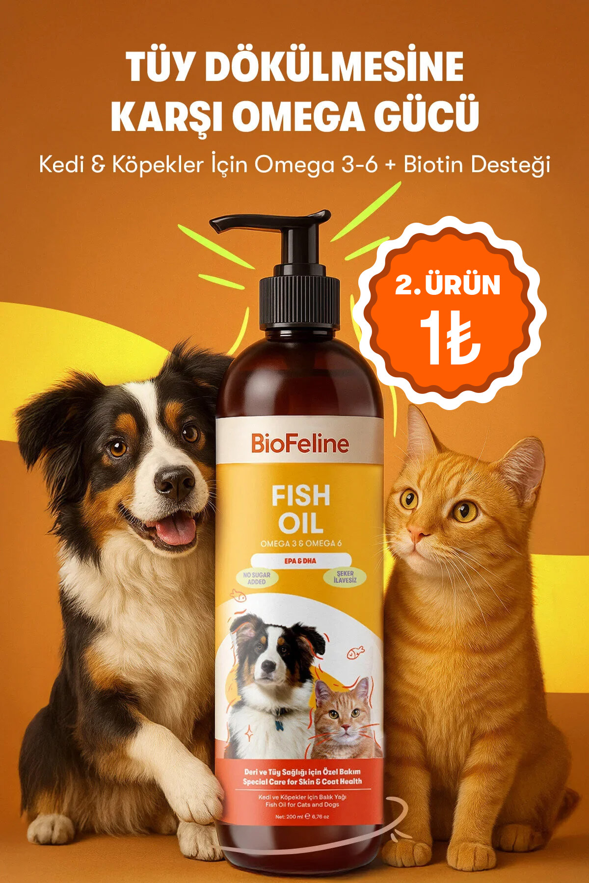 BioFeline Tüy Dökülmesi Azaltıcı ve Genel Sağlık Destekleyici Omega 3-6 Balık Yağı