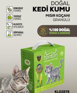 Tonton Mısır Koçanı Granülü Topaklaşan Doğal Kedi Kumu 8 Lt