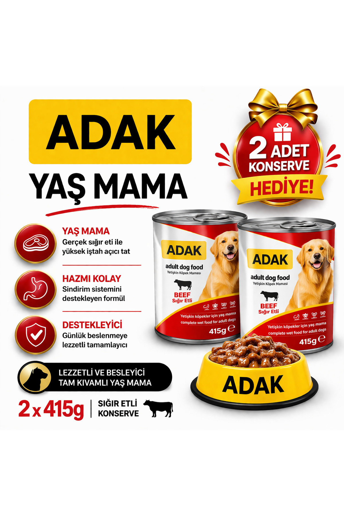 REALİSTDOG Realist Kuzu Etli Pirinçli Yetişkin Köpek Maması 15 KG + 2 Adet ADAK Sığır Etli Konserve Hediye - Görsel 3