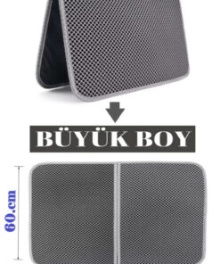 TİNEKE PETSHOP Büyük Boy Elekli Kedi Tuvalet Önü Paspası Katlanabilir 82 X 60 Cm Siyah