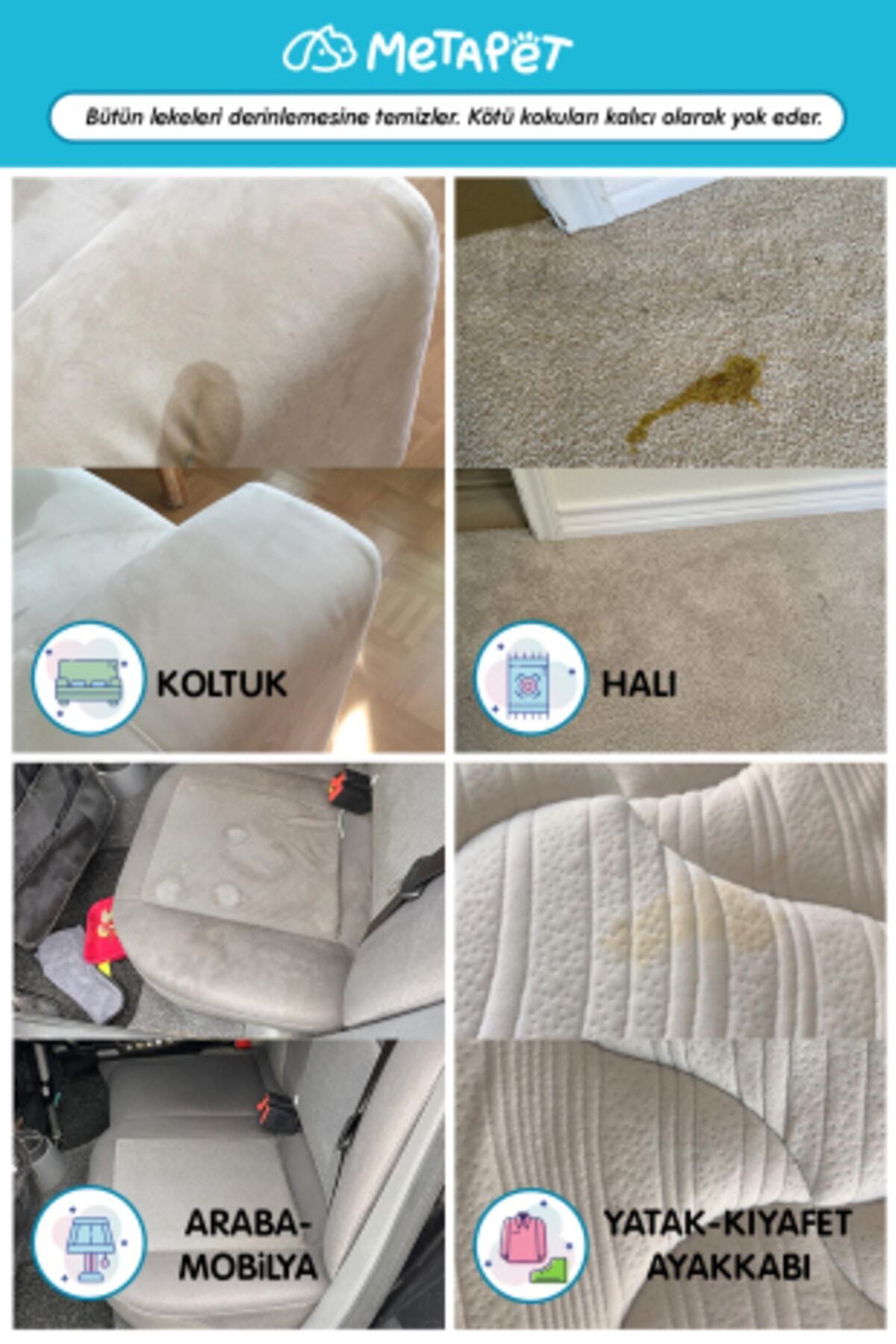 Metapet Beyaz Sabun Kokulu Kedi Idrar Ve Çişi Giderici, Tuvalet Lekelerini Çıkarıcı Sprey, 500 ml - Görsel 3