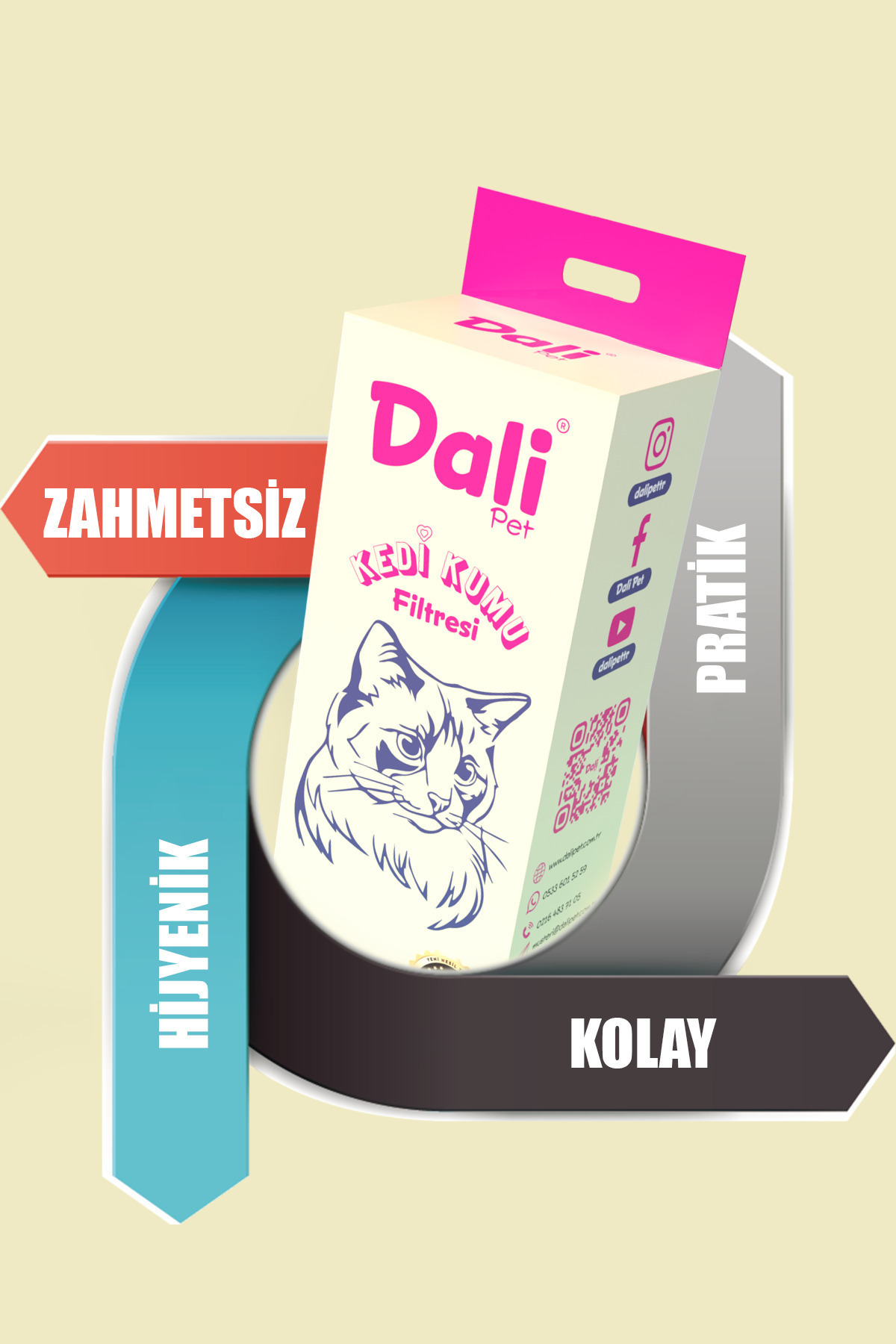 Dalipet Kedi Kumu Temizleme Elekli Filtre 4'lü 78x69 Cm - Görsel 3